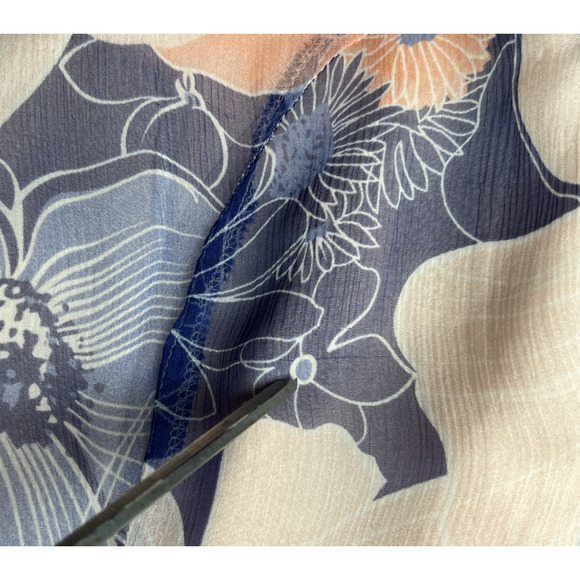 J Peterman Silk Midi Dress 4 Pink Blue Floral Sleeveless V Neck Chiffon Flowy - Picture 8 of 14